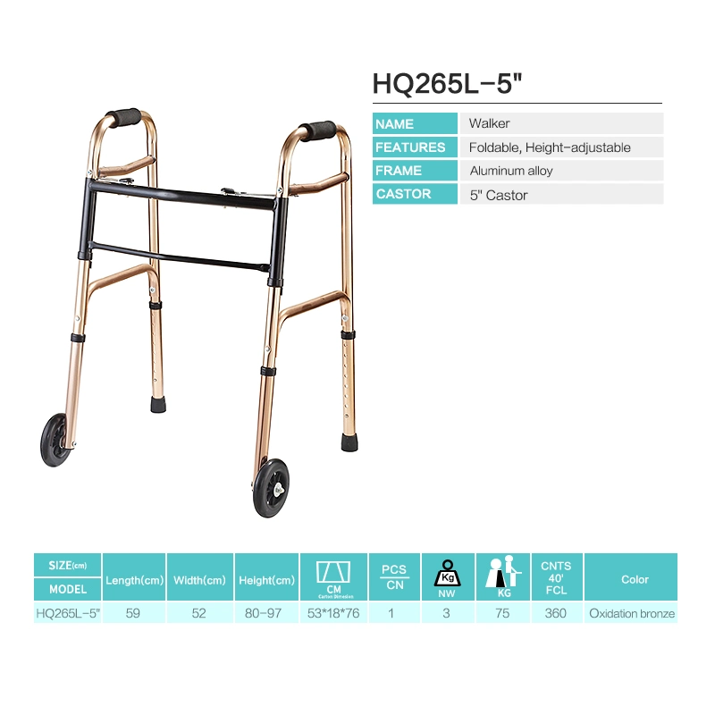 Aluminum Mobility Aids Height Adjustable Walker Rollator Medical Equipment for Handicapped Lightweight